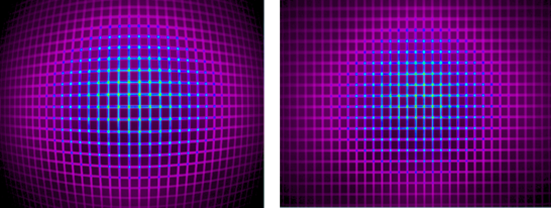 Distortion calibration before and after