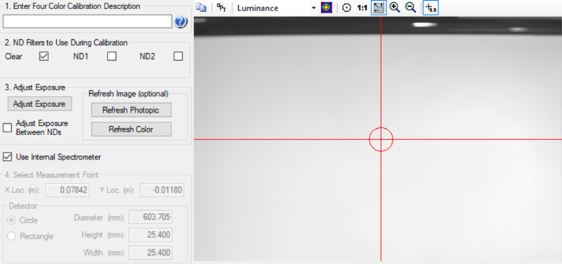 ProMetric I-SC Software - Location of Spectral Measurement Point, FOV